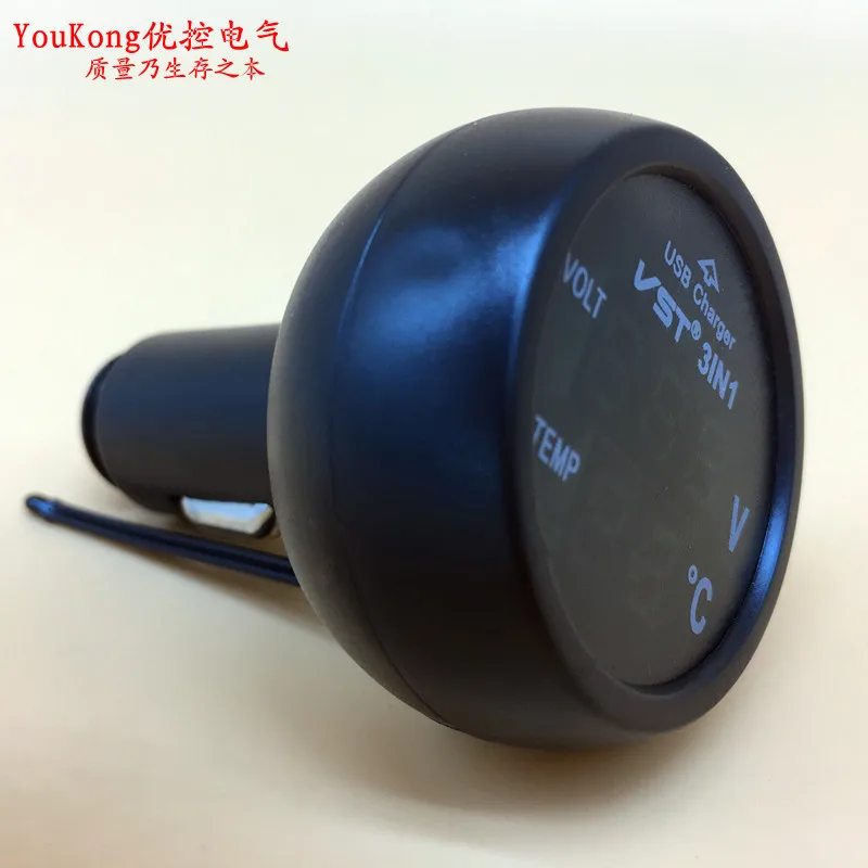

Free shipping LED Display Digital Thermometer Voltmeter Termometro USB Vehicle Temperature Meter Voltage Monitor in The Car