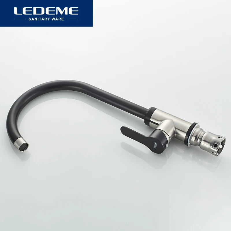  LEDEME Kitchen Faucet Stainless Steel Black Spray Paint Single Handle Cold and Hot Water Kitchen Si - 33037172916