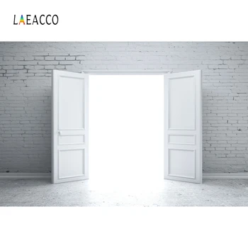 

Laeacco Gray White Birck Wall Opening Door Sunshine Photography Backgrounds Customized Photographic Backdrops For Photo Studio