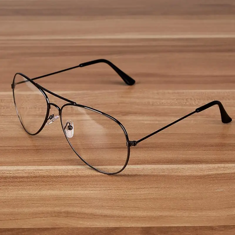 Бренд NOSSA, Ретро стиль, металлическая оправа для очков, для женщин и мужчин, близорукость, оправы для очков, оправы для очков по рецепту, прозрачные линзы, очки - Цвет оправы: Bright Black