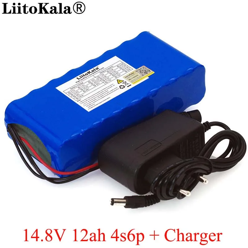 LiitoKala 14,8 V 12Ah 4s6p 18650 li-литий-ионный аккумулятор в упаковке ночник для рыбалки обогреватель шахтерский усилитель батареи с BMS+ 16,8 V зарядное устройство