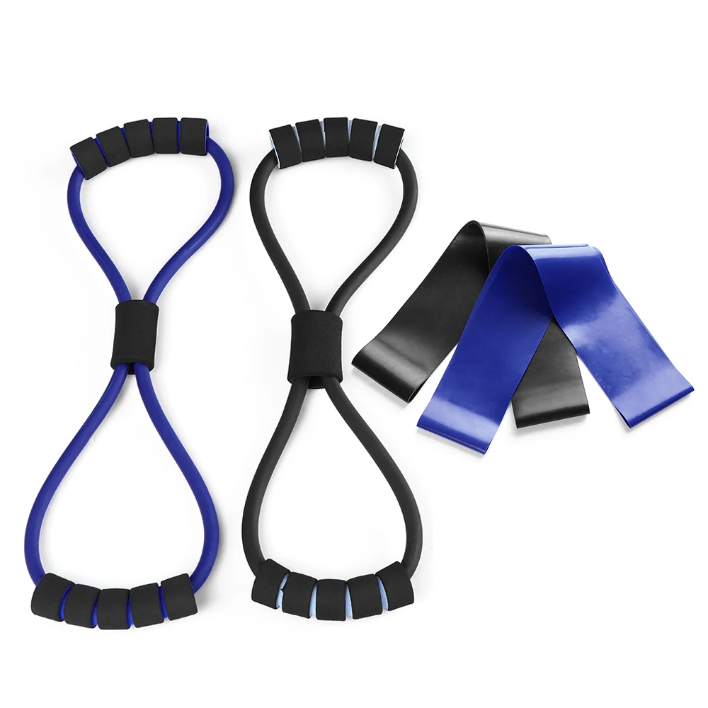 4Pcs Fitness Exercise Resistance Bands Set 8 shaped Chest Pull Ropes