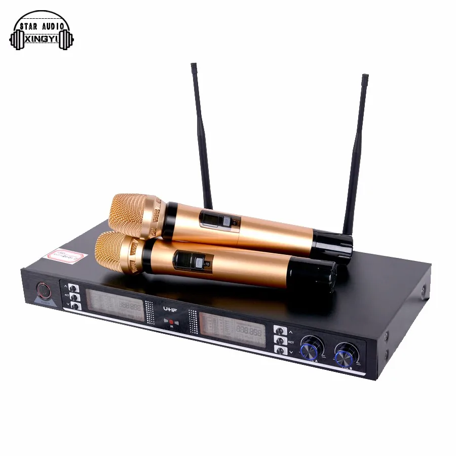 Профессиональный UHF беспроводной микрофон Система интеллектуальная индукция двойной Ручной беспроводной микрофон для UR8S Караоке КТВ ПК аудио микшер