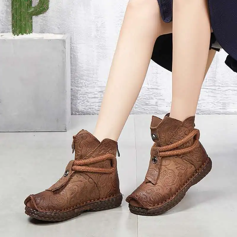 

Fashion Handmade Boots Women Shoes for Lady Genuine Leather comfortable Boots Martin Boots Breathable Soft