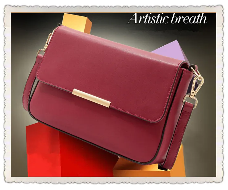 

Vintage 100% Genuine Leather Handbag Limited Promotion 2015 women solid cover flap brand designer small handbags high quality49