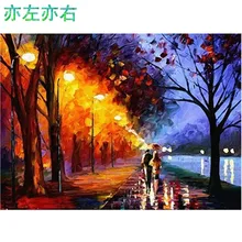 Romântico Luzes Da Rua Paisagem Pintura Digital DIY Por Números Arte Da Parede Da Lona Moderna Pintura Original Do Presente Home Decor 40×50 cm
