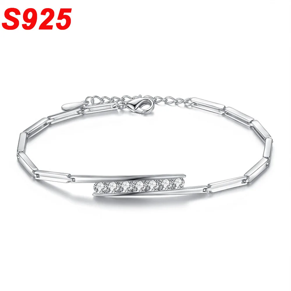 

2019 Luxury S925 Sterling Silver Braclets for Women Dainty Bracelet Femme Argent Real 925 AAA CZ Fine Jewerly Pulcera SB008