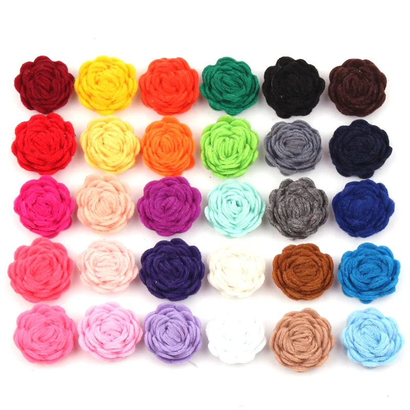 

60pcs/lot Free Shipping 1'' Tiny Felt Flower Without Clips Hair Accessories Children Hair Flower -U PICK COLORS