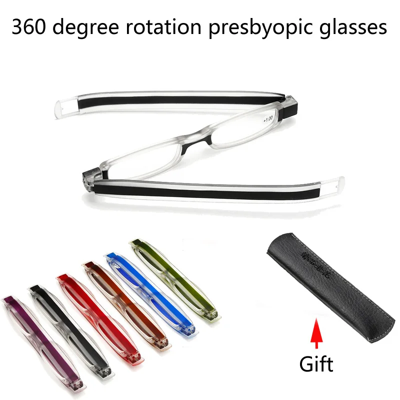 

Folding Reading Glasses 360 Degree Rotation Presbyopic Foldable Reading Glasses Men Women with case 1.0 1.5 2.0 2.5 3.0 3.5 4.0