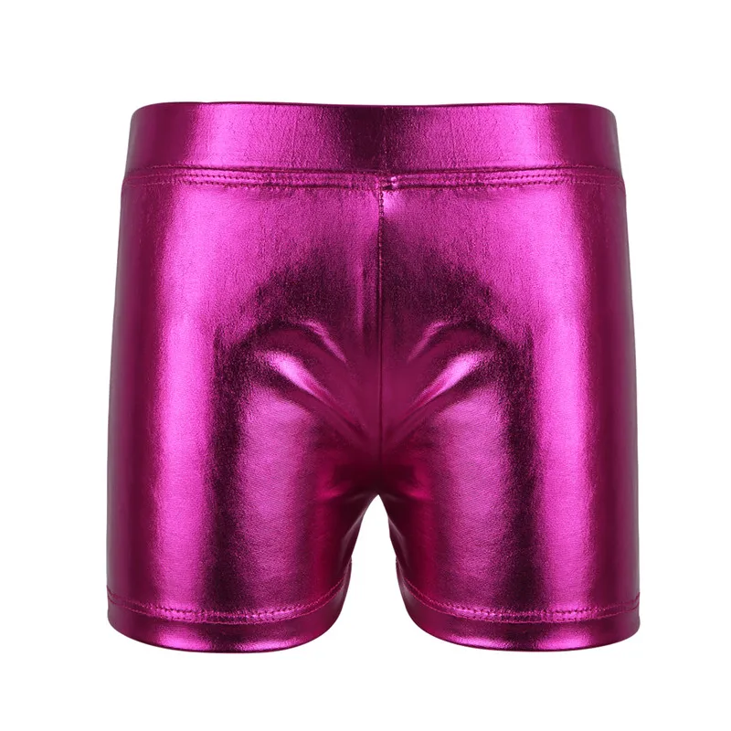 

FEESHOW Girls Metallic Gymnastic Dance Shorts Shiny Bottoms Booty Shorts for Sports Cheer Workout Swimming