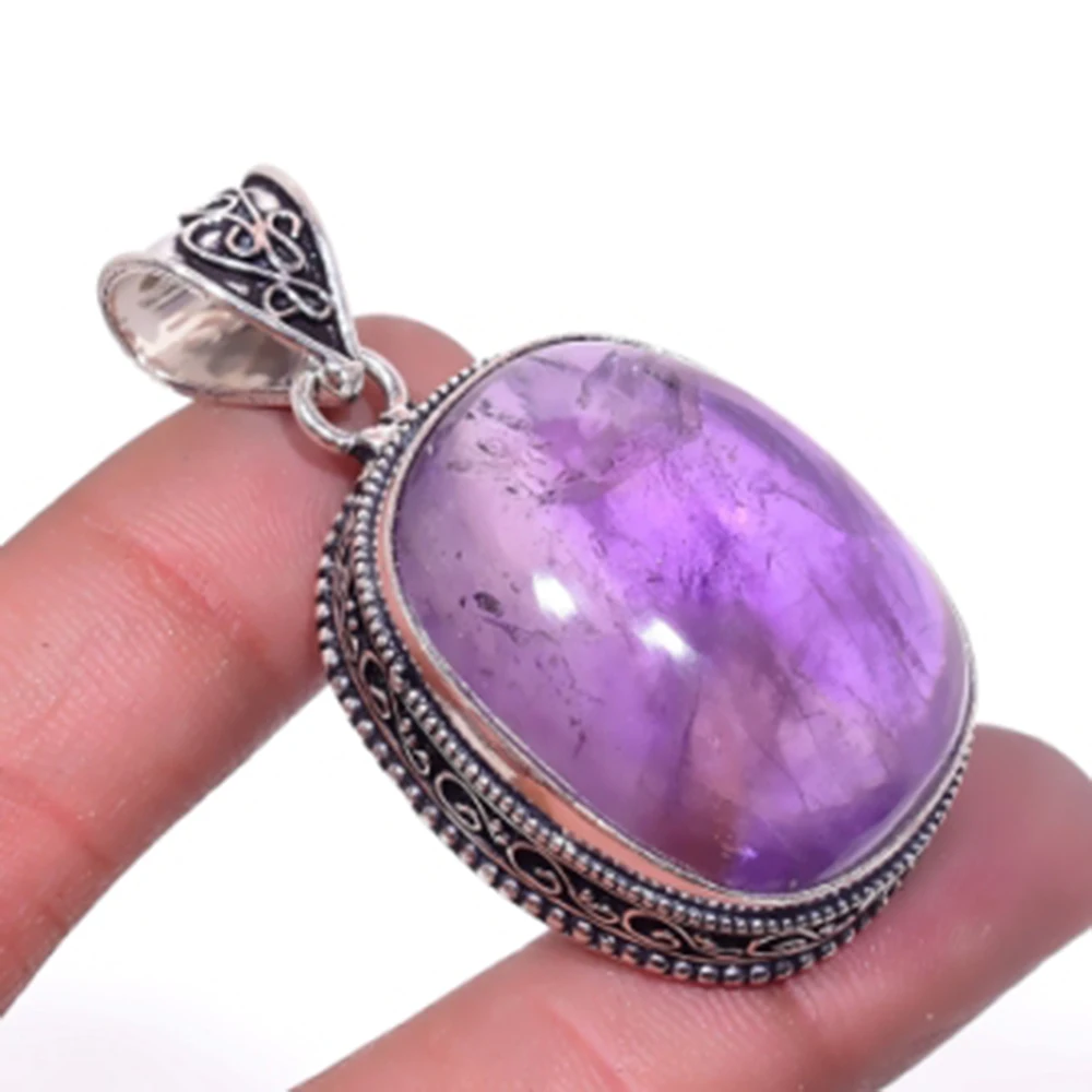

Amethysts Pendant Silver Overlay over Copper, USA Size 48mm , P6491