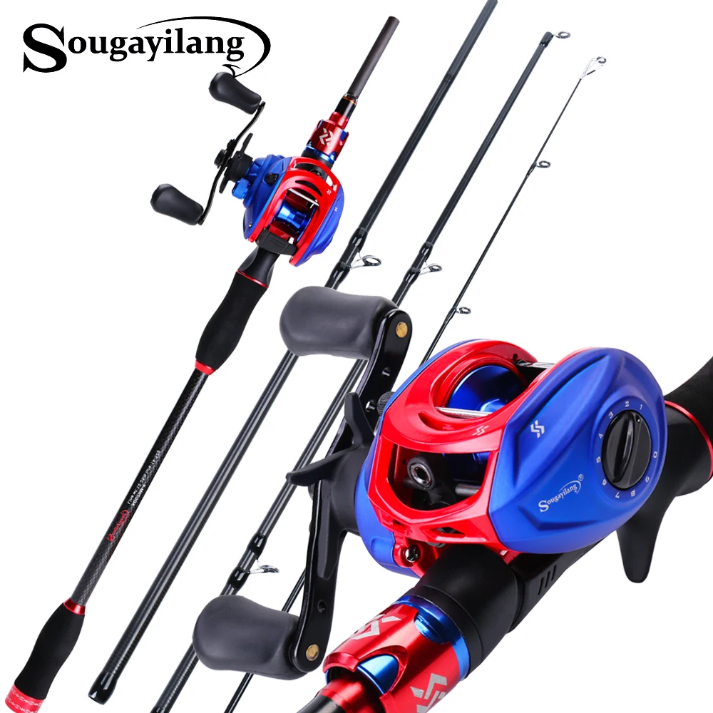 Sougayilang 1.8 m 2.1 m الصيد قضيب و بكرة Baitcasting كومبو 4 أقسام إغراء القطب و الصب الصيد عجلات المياه العذبة مجموعة