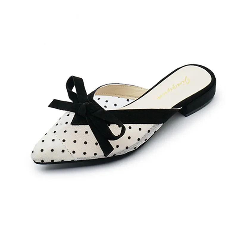 

2019 Slippers pointed low-heeled Shallow summer new mesh sandals women Comfortable Single shoes wear simple casual sandals E764