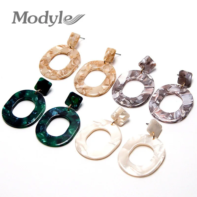 

Modyle Long Acrylic Pattern Earring Fashion Jewelry for Women Drop Earrings Fashion Geometric Statement Earring Female Brincos
