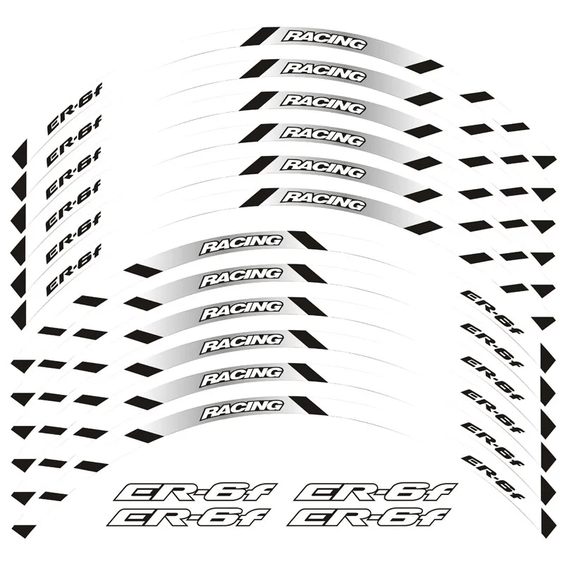Новая высококачественная наклейка для колес мотоцикла 12 шт. светоотражающий обод в полоску для Kawasaki ER-6F - Цвет: 2