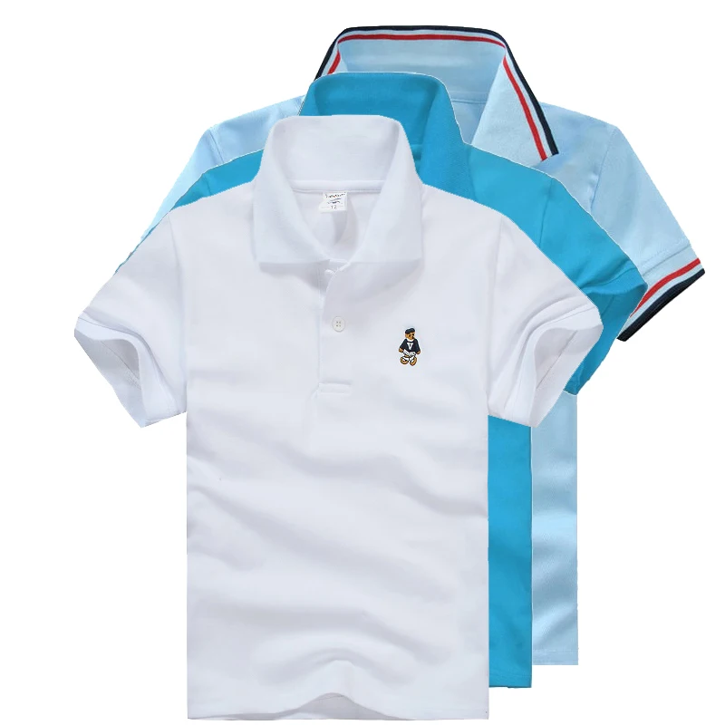 

High Quality All-Match Unisex Boy Polo shirts for Kids Summer Toddler Big Boy Tops Girls T shirt Cotton White Blue shirts