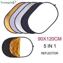 Luz fotográfica dobrável 90*120cm 5 em 1, refletor de luz para estúdio fotográfico casa com transporte