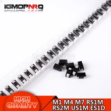 100PCS/LOT 1N4001 M1 1N4004 M4 1N4007 M7 FR107 RS1M FR207 RS2M HER108 US1M SF18 ES1J SF14 ES1D DO-214AC SMA Rectifier diode