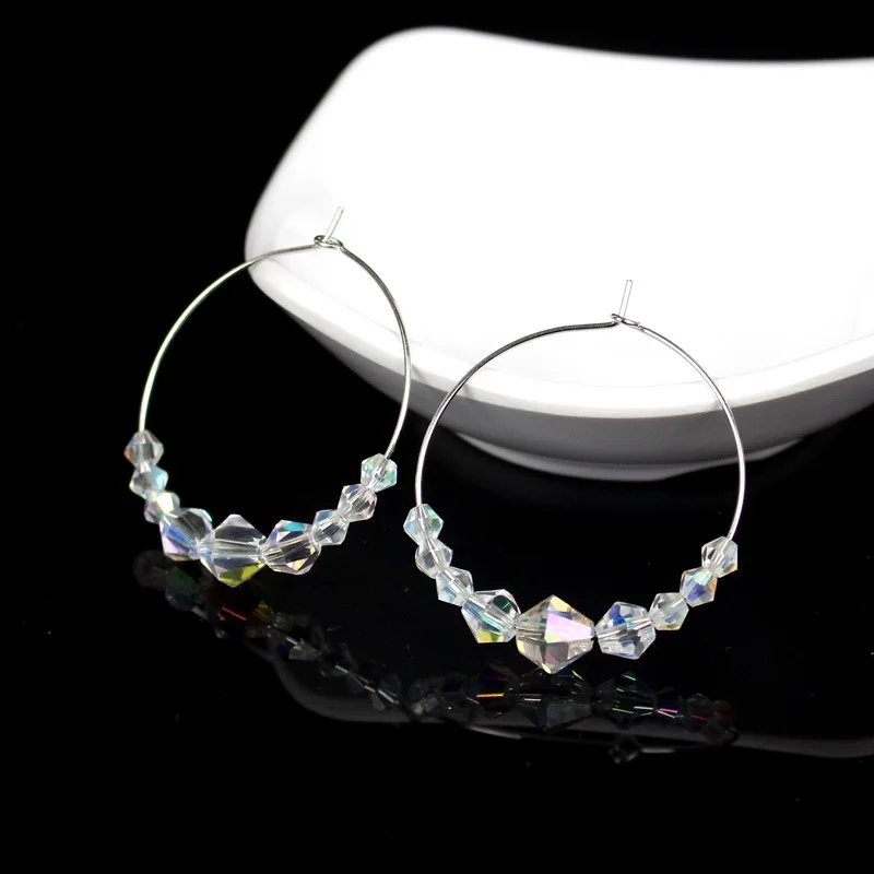 

Fashion Crystal Hoop Earrings For Women Big Circle Loop Earrings Female Jewelry Gift