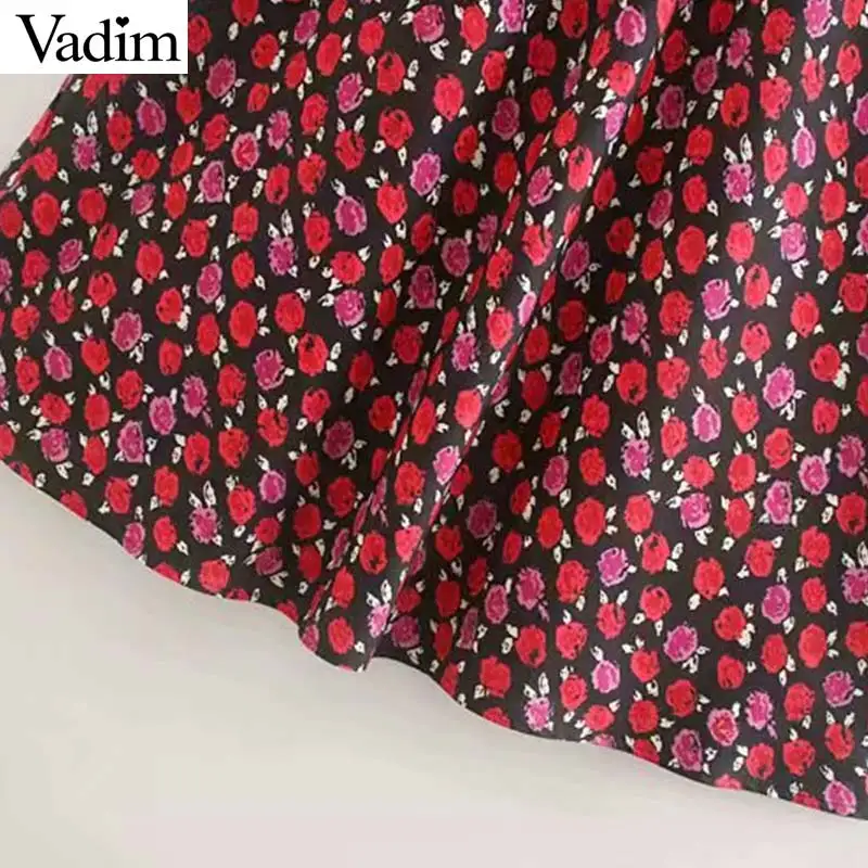 Женское элегантное платье vadim с цветочным принтом миди v образным вырезом сбоку