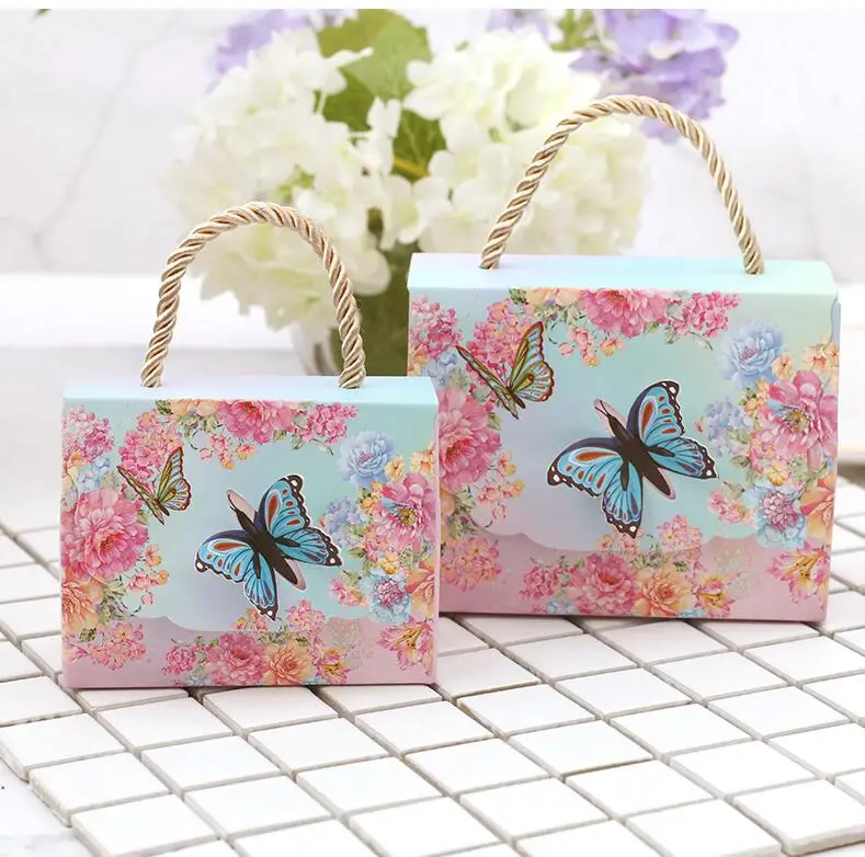 30pcs European Style Butterfly Paper Gift Box Flower Printed Candy Boxes Baby Shower Wedding