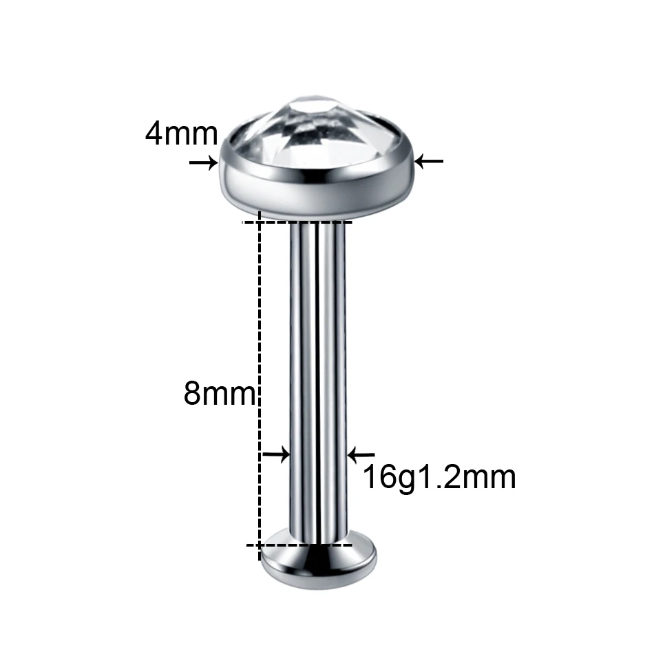 1 шт 16G Титан пирсинг губ серебристого цвета с внутренней резьбой драгоценный камень Лабрет пирсинг губ s гвоздик для пирсинга в хряще козелка ювелирные изделия для пирсинга тела
