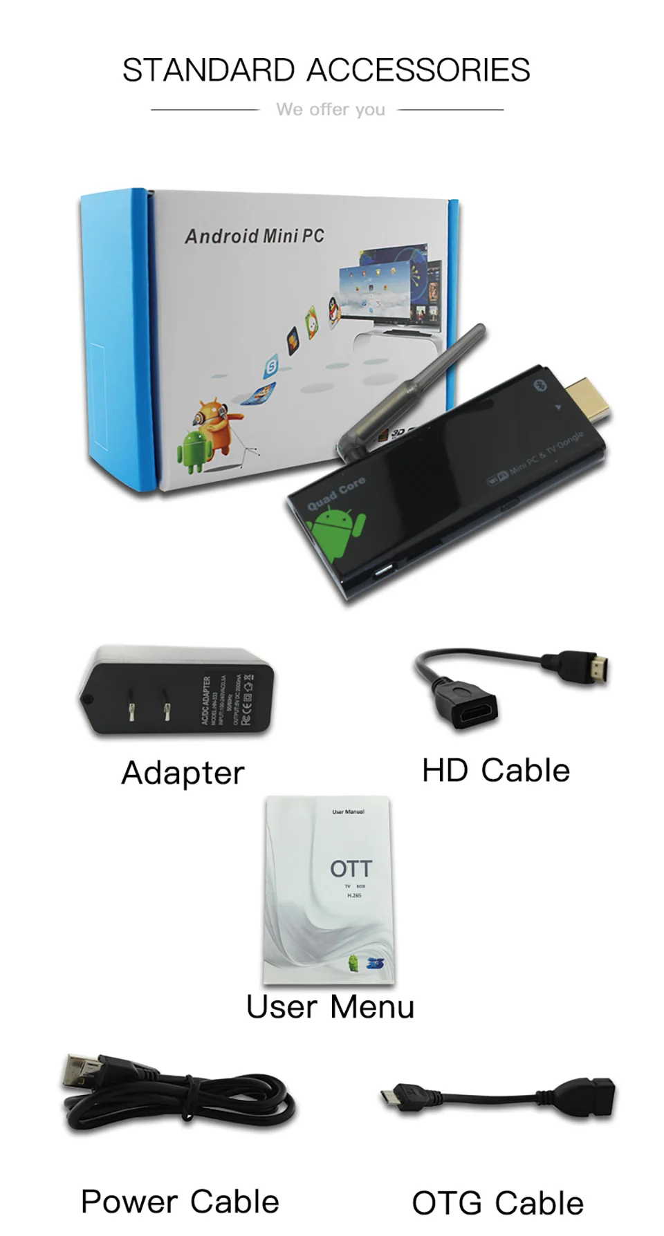 TV Stick Quad Core Android 7.1 2G DDR3 8G EMMC with DLAN External WiFi Bluetooth 4.0 HDMI 1080P Mini PC Box tv Dongle