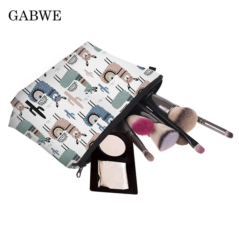 

GABWE "LLAMA" Cute Printing Makeup Bags with Multicolor Pattern Mandala Cosmetic Bag for Travel Women Cosmetic Bag Organizer Bag