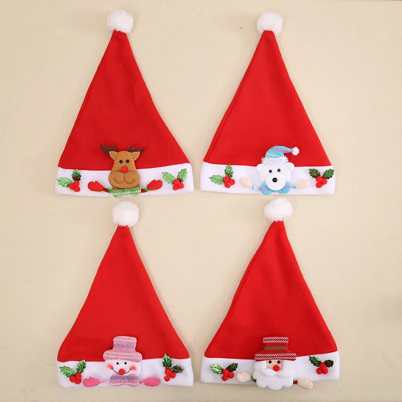 1 шт. детская Рождественская шляпа Санта Клаус со снеговиками, с северными оленями шляпы год украшения подарки для детей дома украшение для вечеринок Поставки