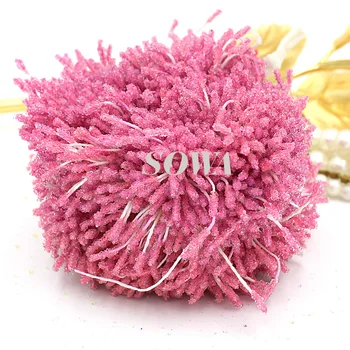 

New Free Shipping 1800pcs/Lot Artificial Sweet Pink 1mm Double heads Glass Flower Stamen Pistil Cake Decoration Craft DIY
