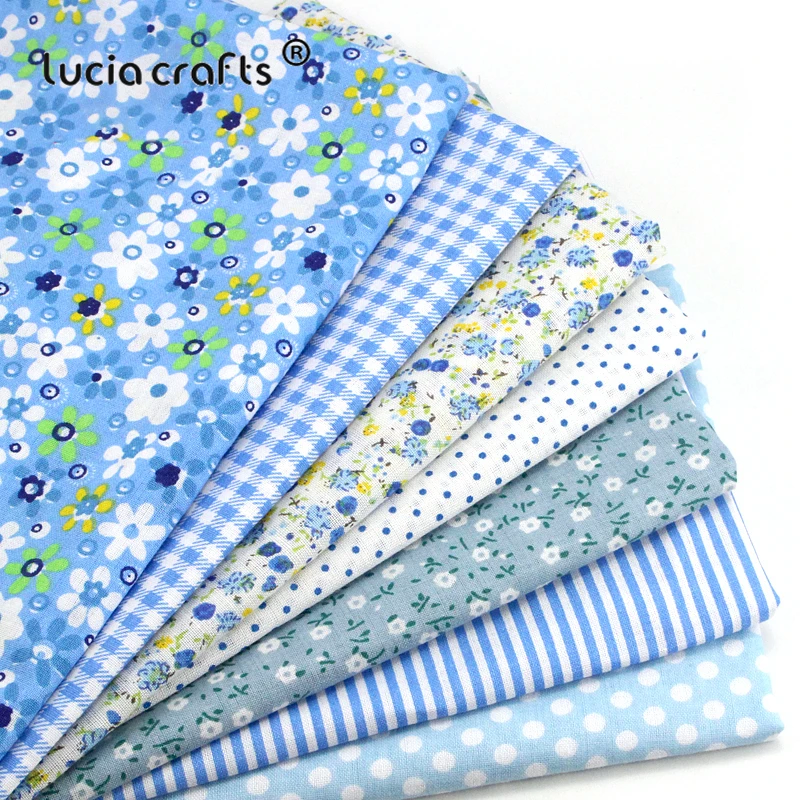 

Lucia crafts 1piece 50cmx50cm Blue Cotton Fabric for Patchwork Tissue Sewing DIY Quilting Textile Doll Cloth H0806