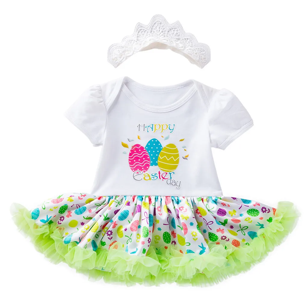 

CHAMSGEND Toddler Newborn Baby Girls Lace Princess Easter Eggs Tutu Fashion Dress Outfits Polyester Set DEC27 P40