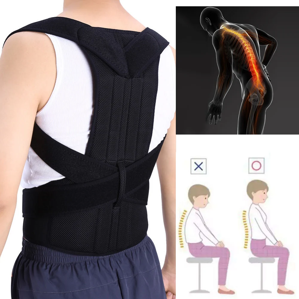 Buy Adjustable Spine Back Brace Therapy Belt Steel Plate Orthopedic Posture