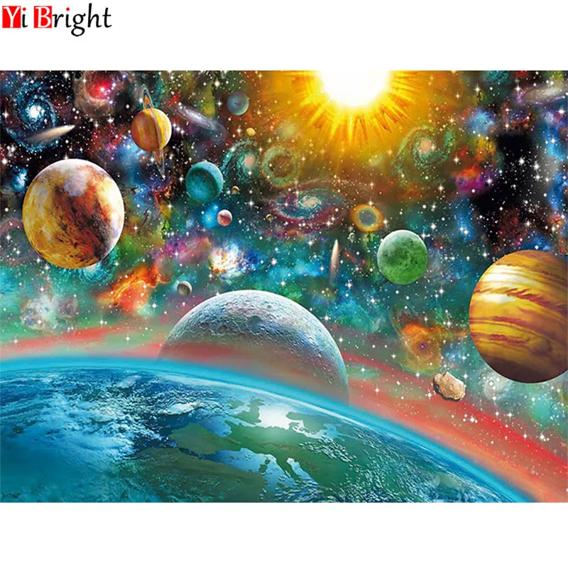 

Celestial Body Embroidery Diamond Landscape Mosaic Wall Art Diamond Painting Cross Stitch Rhinestone Home Decor DIY XY1