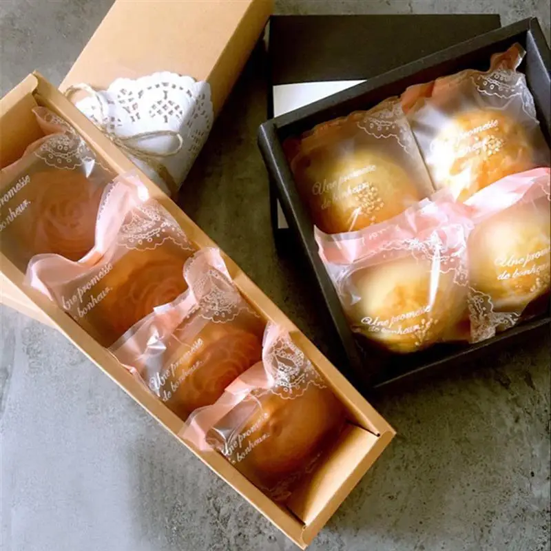 100 шт прозрачные с рисунком кружева скраб упаковка печенье конфеты пакет целлофановый многоцелевой матовый сумка для печенья леденец
