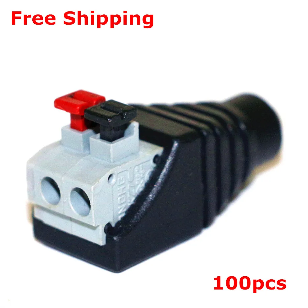 

Free Shipping , 100Pcs/Lot New Design No Screw Press Connect 5.5*2.1mm Female DC Connector Adapter For Led Strip CCTV Camera