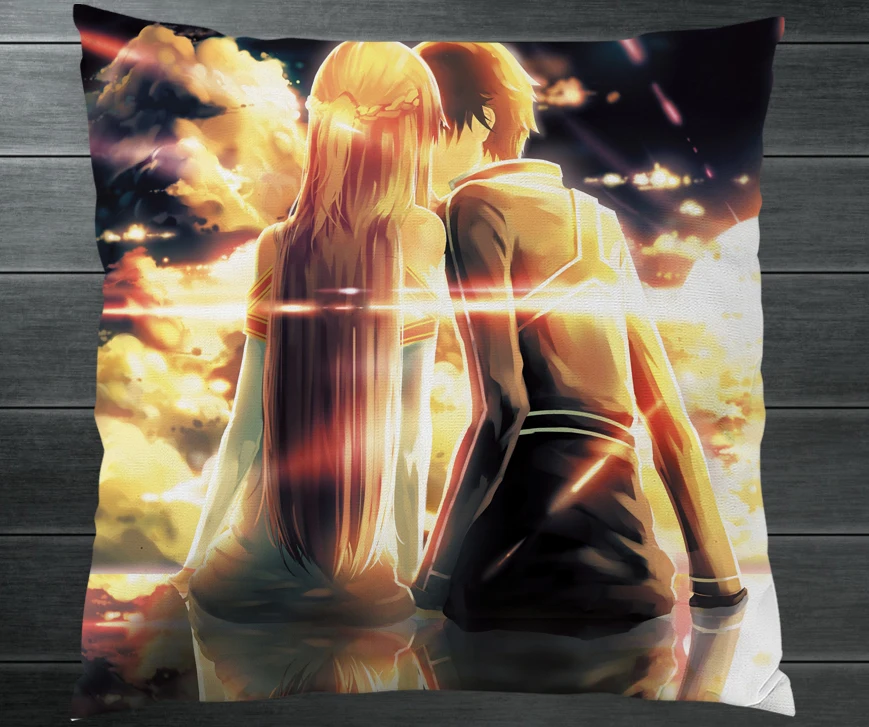 Anime Novel SAO Sword Art Online Kirito Yuuki Asuna Two Side Pillowcase