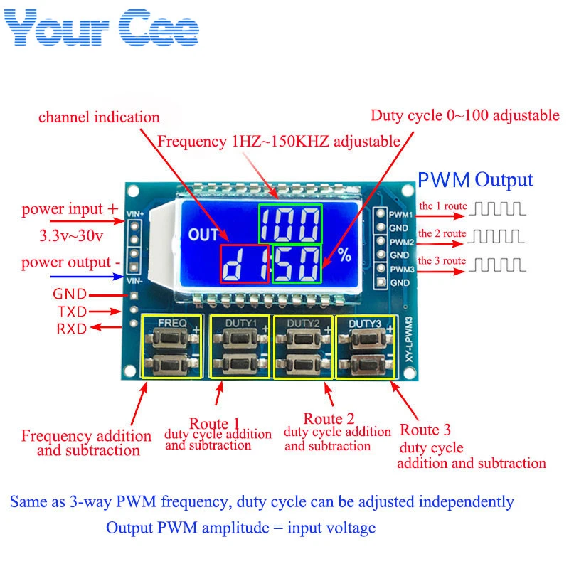 Neu Signal Generator PWM Frequency 1Hz-150kHz einstellbare Module LCD Rectangle