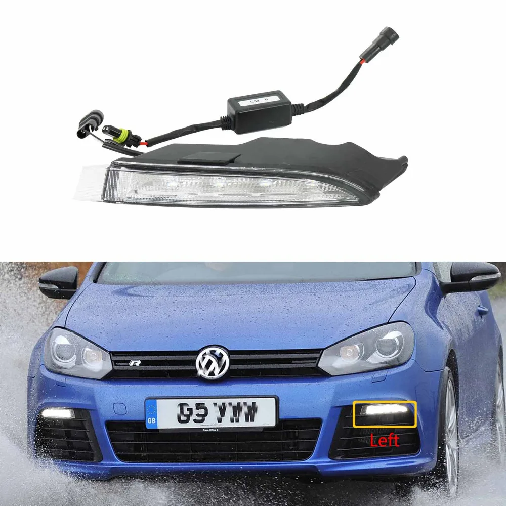 For VW Golf 6 MK6 R20 2009 2010 2011 2012 2013 Left Side LED DRL Daytime Running Light Fog Lamp Fog Light Car LED Light