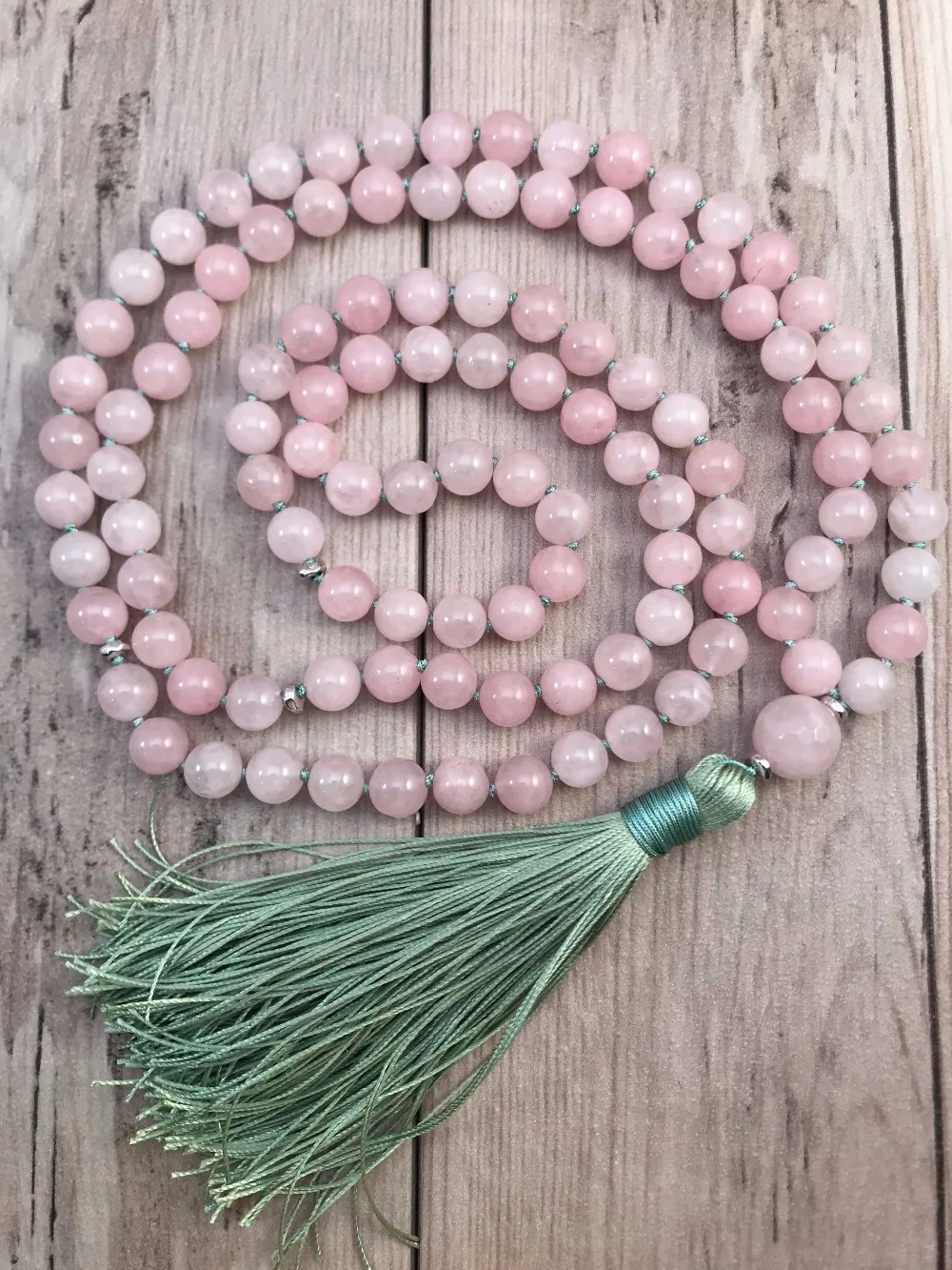 108 бусина Мала ожерелье RoseQuartz ожерелье с узелками Йога мала для медитации бусины мужские ювелирные изделия молитва ожерелье s ожерелье с кисточками