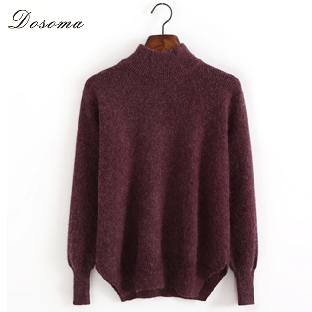 Wool Women's Turtleneck Sweater Women Autumn Wine Red Pullovers Dark ...