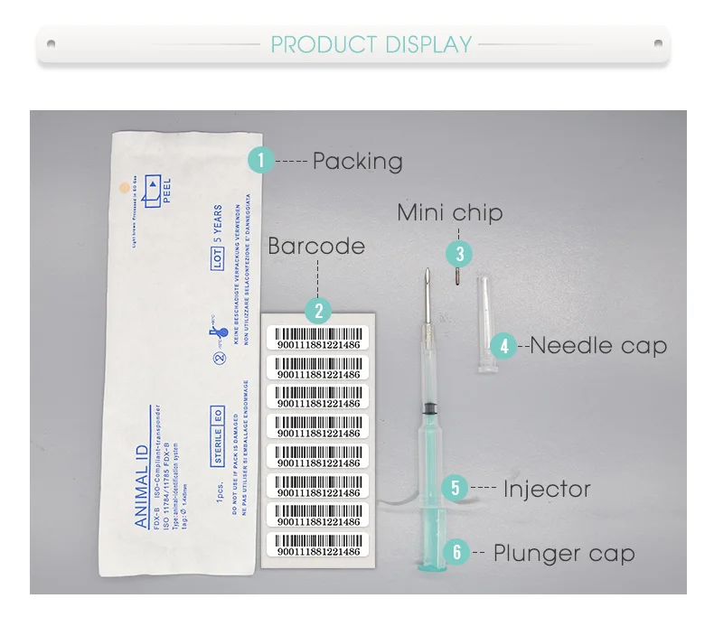 20 шт) 1,4*8 мм 134,2 кГц ПЭТ микрочипы одноразовые мини-чип fdx-b свиньи шприц для домашних животных ID Инжектор Шприц иглы для собаки кошки коровы
