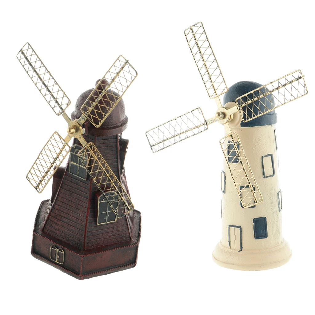 European Vintage Holland Windmill Resin Piggy Bank Home Cafe Pub Bar Decoration Ornaments Craft Gifts