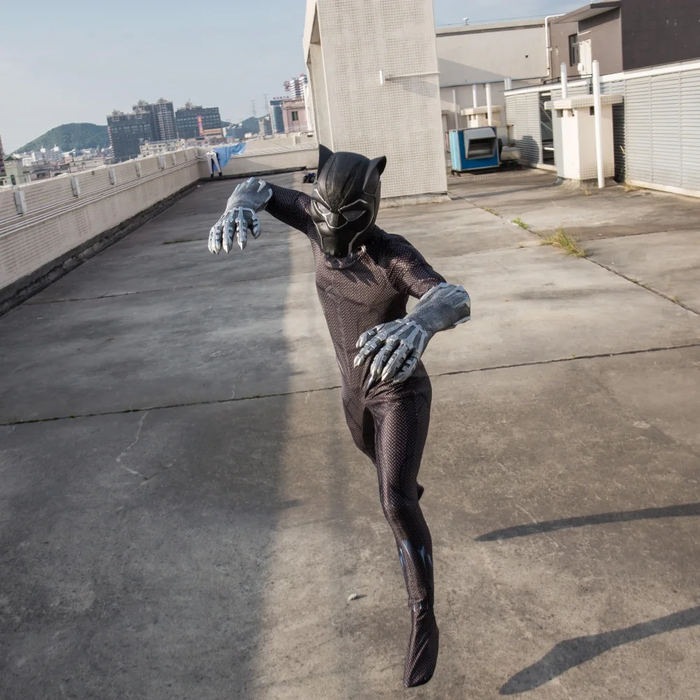 2018 Movie Black Panther Costume Jumpsuit Black Panther Cosplay Superhero Black Panther Zentai Suit New (10)