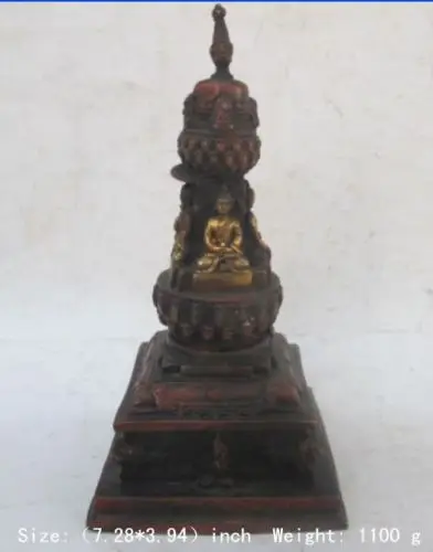 

Elaborate Tibet copper Buddha tower Buddhism drive evil to ward off bad luck