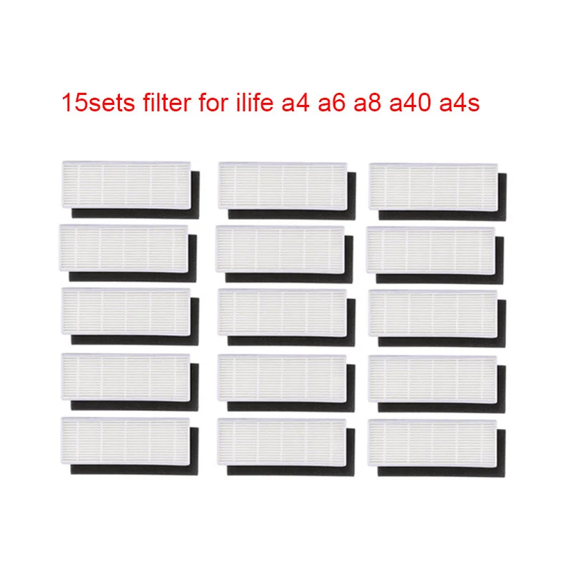 

15 HEPA filter & 15 Sponge Filters replacements for ilife A4s A6 A4 A40 A8 dust cleaning filter vacuum cleaner filter parts