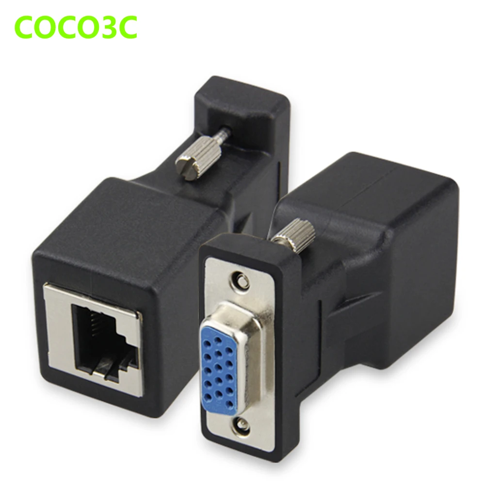 Ethernet Rj45 Female Connector To 15pin Vga Female