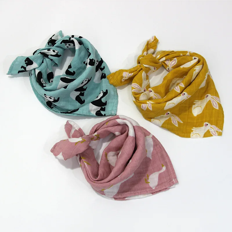 Hot Baby Towel 58x58cm 2 Layers Organic Cotton gauze Material Children Towels Soft Cartoon Towel Baby Bath For Newborns
