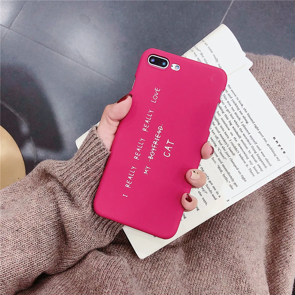 WANGFUZHI чехол для iPhone X 6 6s плюс 7 8 Пары любовь Кошка буквы жесткий пластик матовая