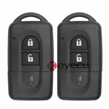 Keyecu Pair Uncut Replacement Smart Remote key Shell Case Fob 2Button for Nissan Juke Navara Micra Xtrail Qashqai Duke